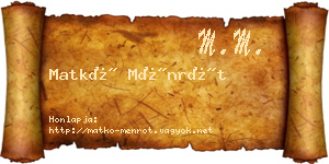 Matkó Ménrót névjegykártya